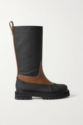 Loro Piana - Regent Fishing Leather And Coated-canvas Rain Boots - Black