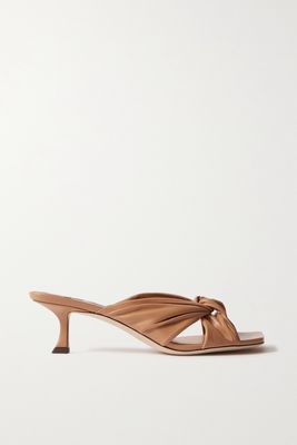 Jimmy Choo - Avenue 50 Knotted Leather Mules - Neutrals