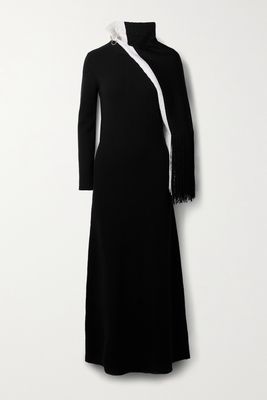 Proenza Schouler - Fringed Silk-blend Bouclé-knit Maxi Dress - Black