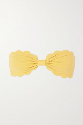 Marysia - Antibes Scalloped Stretch-crepe Bandeau Bikini Top - Yellow