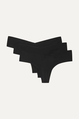 Commando - Set Of Three Stretch Thongs - Black
