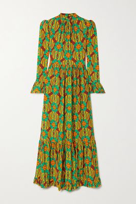 La DoubleJ - Visconti Tiered Floral-print Crepe Maxi Dress - Green