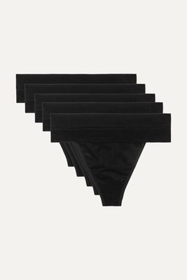 Quo Active - Set Of Five Stretch-jersey Thongs - Black