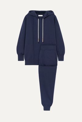 Olivia von Halle - Gia Paris Silk And Cashmere-blend Hoodie And Track Pants Set - Blue