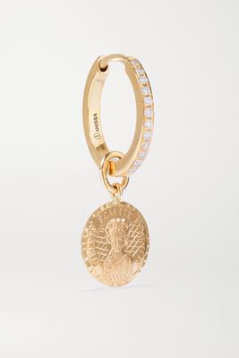 Anissa Kermiche - Louise D'or Coin 14-karat Gold Diamond Single Hoop Earring - one size