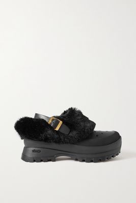 Stella McCartney - Trace Faux Fur, Vegetarian Leather And Rubber Clogs - Black