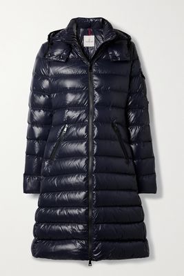 Moncler - Moka Hooded Quilted Glossed-shell Down Coat - Blue