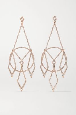 Diane Kordas - 18-karat Rose Gold Diamond Earrings - one size