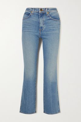 Khaite - Vivian Cropped High-rise Bootcut Jeans - Blue