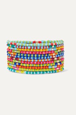 Roxanne Assoulin - Patchwork Set Of 12 Gold-tone Beaded Bracelets - Pink