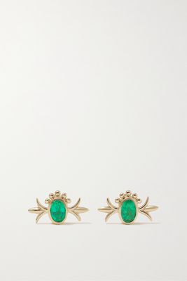 Marlo Laz - Squash Blossom 14-karat Gold Emerald Earrings - one size