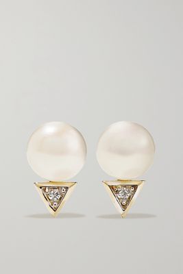 Mateo - 14-karat Gold Pearl And Diamond Earrings - one size