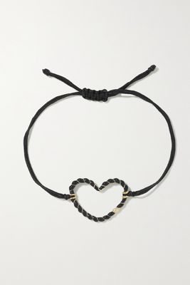 Yvonne Léon - 9-karat Gold, Cord, Enamel And Diamond Bracelet - Black