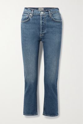 AGOLDE - Riley Cropped High-rise Straight-leg Jeans - Blue