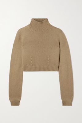Fendi - Cropped Cashmere Turtleneck Sweater - Brown