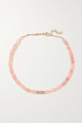 Jacquie Aiche - 14-karat Rose Gold, Opal And Diamond Anklet - one size