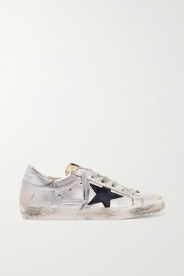 Golden Goose - Superstar Two-tone Distressed Metallic Leather Sneakers - Silver