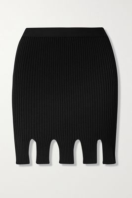 Bottega Veneta - Cutout Ribbed-knit Mini Skirt - Black