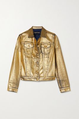 TOM FORD - Metallic Coated-denim Jacket - Gold