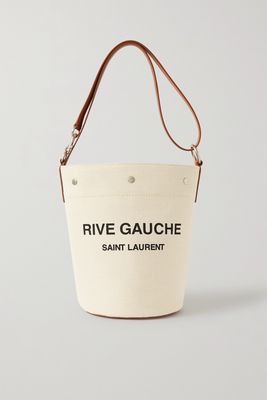 Rive Gauche Canvas Bucket Bag in White - Saint Laurent