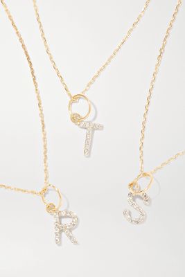 Mateo - Initial 14-karat Gold Diamond Necklace - M