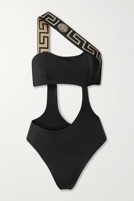 Versace - One-shoulder Cutout Swimsuit - Black
