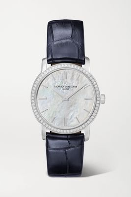 Vacheron Constantin - Traditionnelle 30mm 18-karat White Gold, Alligator, Diamond And Mother-of-pearl Watch - one size