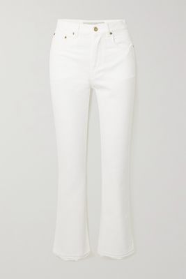 Golden Goose - Journey Cropped Frayed High-rise Flared Jeans - White