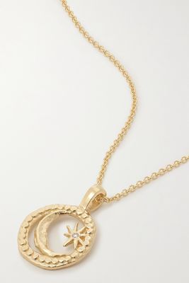 Azlee - Petite Cosmic Coin 18-karat Gold Diamond Necklace - one size