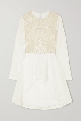 Rime Arodaky - Sansa Open-back Lace And Crepe Mini Dress - White