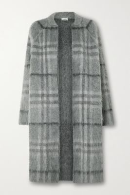 Burberry - Checked Mohair-blend Coat - Gray