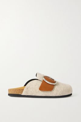 JW Anderson - Buckled Leather-trimmed Felt Slippers - Neutrals
