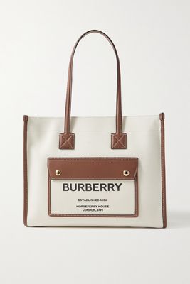 Burberry - Small Leather-trimmed Printed Canvas Tote - Ecru