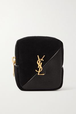 SAINT LAURENT - Jamie Embellished Suede And Leather Coin Purse - Black