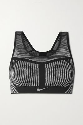 Nike - Fe/nom Striped Flyknit Sports Bra - Black