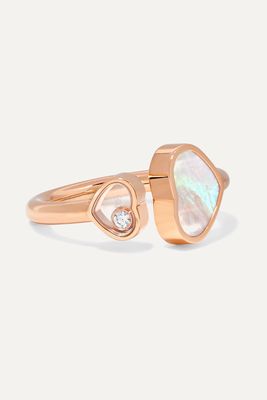 Chopard - Happy Hearts 18-karat Rose Gold, Diamond And Mother-of-pearl Ring - 54