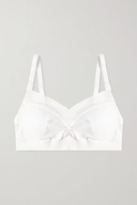 SIX - Rosa Leavers Lace-trimmed Stretch-jersey Soft-cup Nursing Bra - Off-white