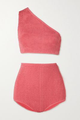 Bottega Veneta - One-shoulder Seersucker Bikini - Pink