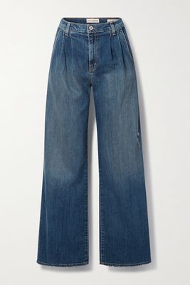 Nili Lotan - Flora Pleated High-rise Wide-leg Jeans - Blue