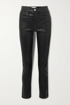 FRAME - Le Sylvie High-rise Slim-leg Leather Pants - Black