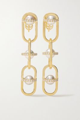 State Property - Allegory Major 18-karat Gold, Pearl And Diamond Earrings - one size