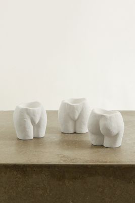 Anissa Kermiche - Rock Bottom Set Of Three Ceramic Tea Light Holders - White