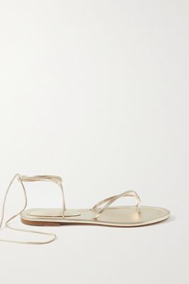 Porte & Paire - Metallic Leather Sandals - Gold