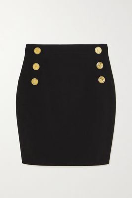 Balmain - Button-embellished Crepe Skirt - Black