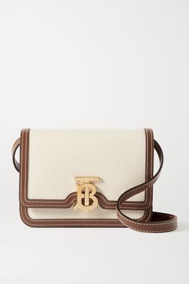 Burberry - Mini Leather-trimmed Canvas Shoulder Bag - Brown