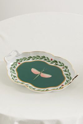 La DoubleJ - Tea For Two Gold-plated Porcelain Tray - Green