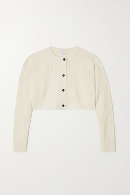 Patou - Cropped Cable-knit Recycled Wool-blend Cardigan - White