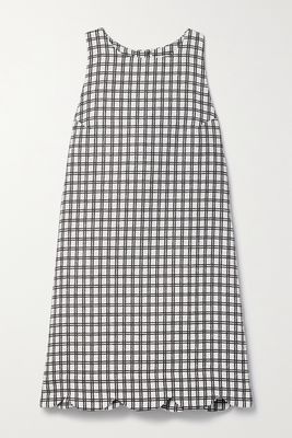 Lisa Marie Fernandez - Scalloped Checked Cotton-blend Bouclé Mini Dress - Black