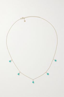 Mateo - 14-karat Gold, Turquoise And Diamond Necklace - one size