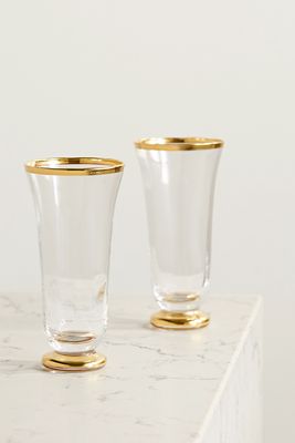 AERIN - Sophia Set Of Two Glass Flutes - one size
